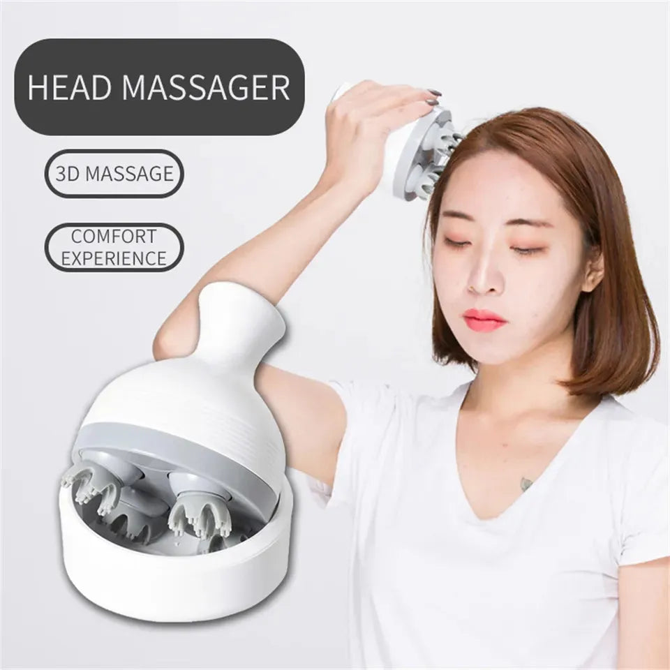 Electric Scalp Massager With 4 Tissue Kneading Nodes Handheld Electric head Massager for Stress Relief, Hair Growth