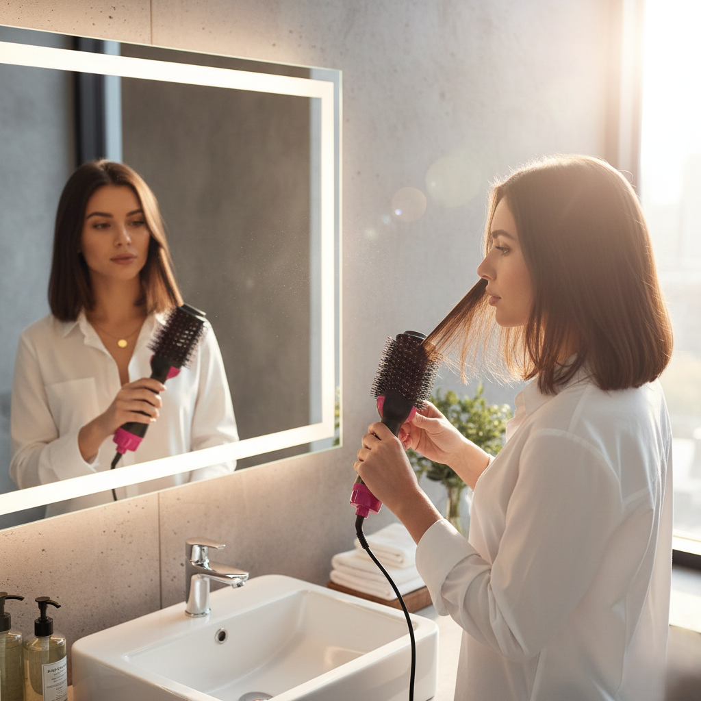 One Step 4-in-1 Hair Brush,Straightener and Curler