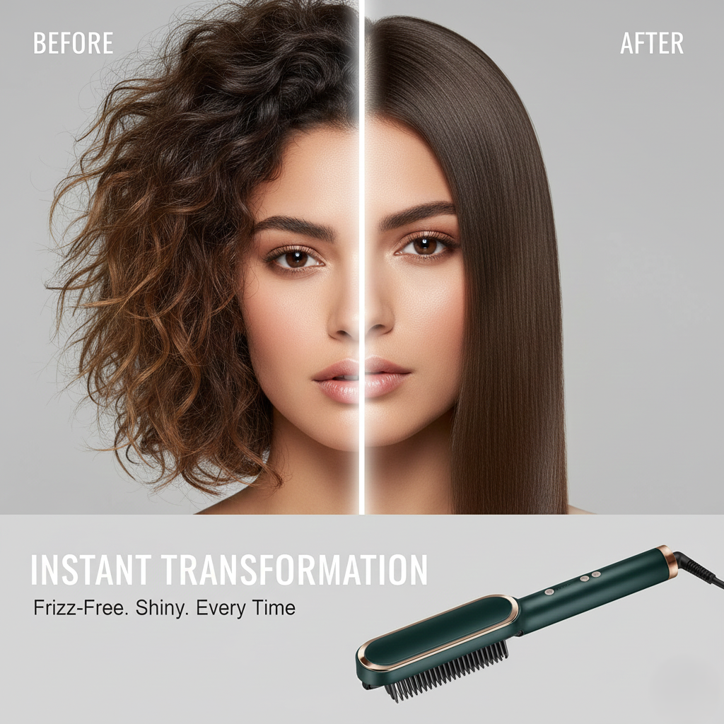 Professional Electric Hair Straightener Brush Heated Comb