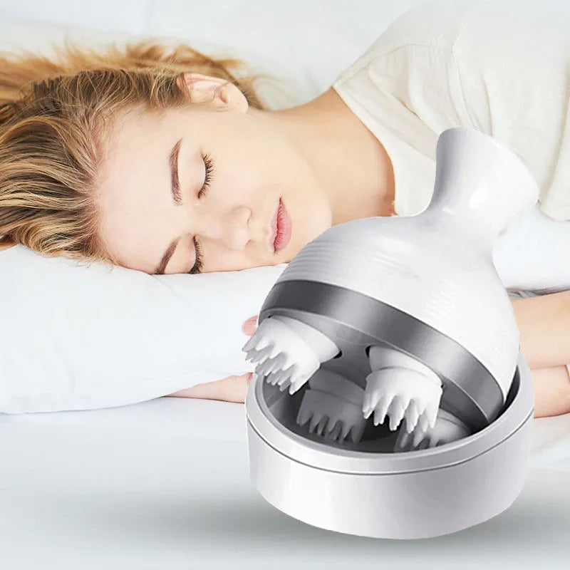 Electric Scalp Massager With 4 Tissue Kneading Nodes Handheld Electric head Massager for Stress Relief, Hair Growth