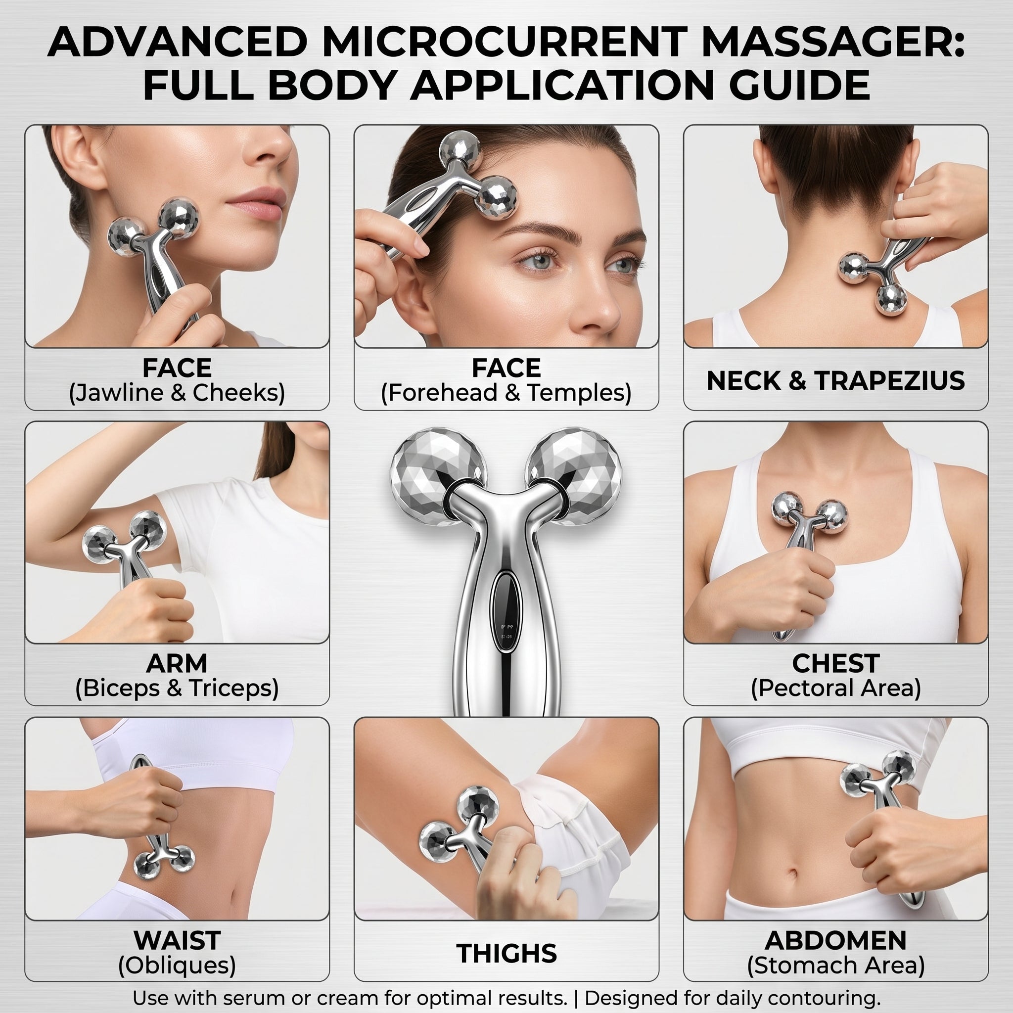 3D Body Massager Face Massager with Y-Design Roll Ball for Lymphatic Drainage and Circulation