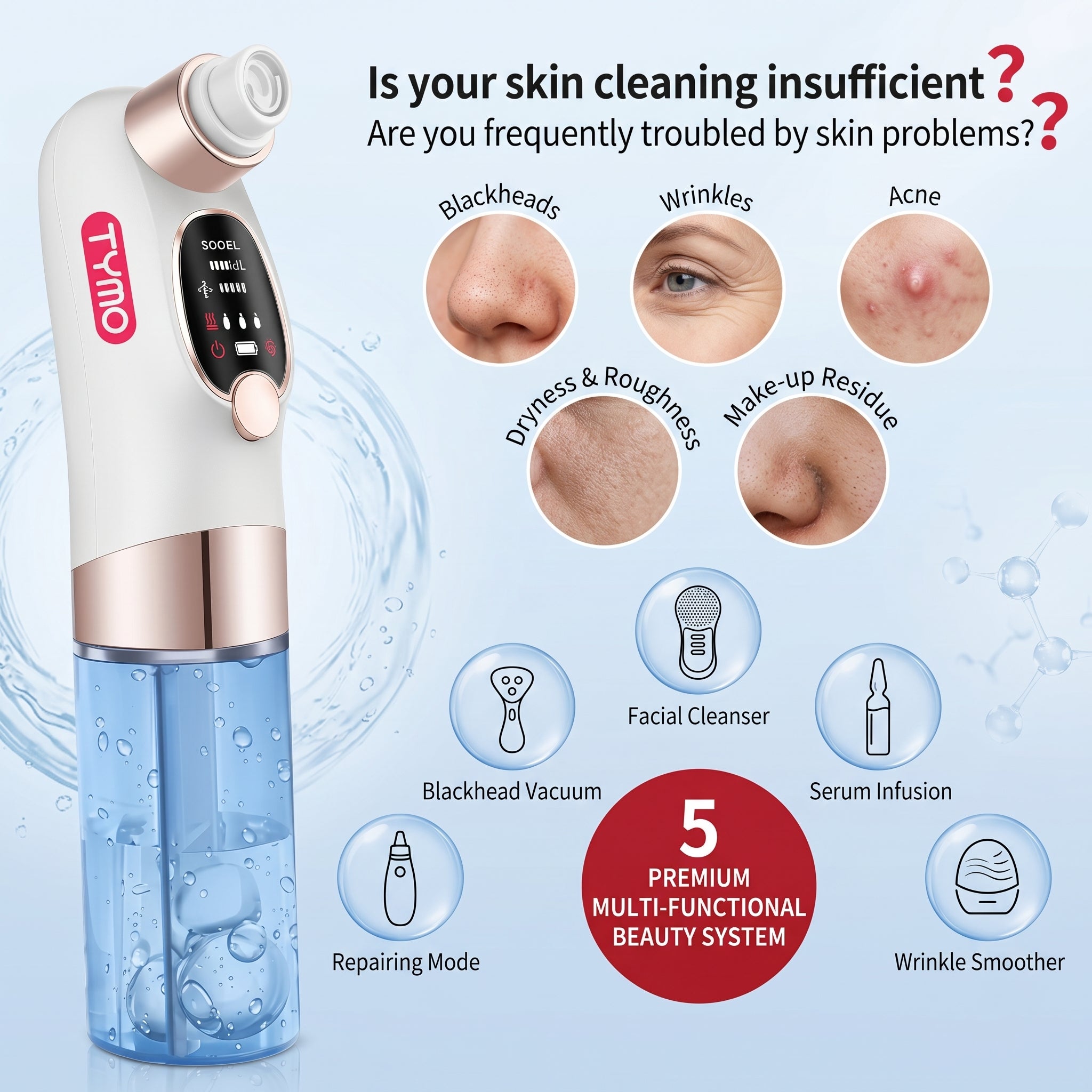Home Use Beauty Cleansing Device Oxygen Vacuum Micro Bubble Blackhead Absorber Deep Cleaning Machine