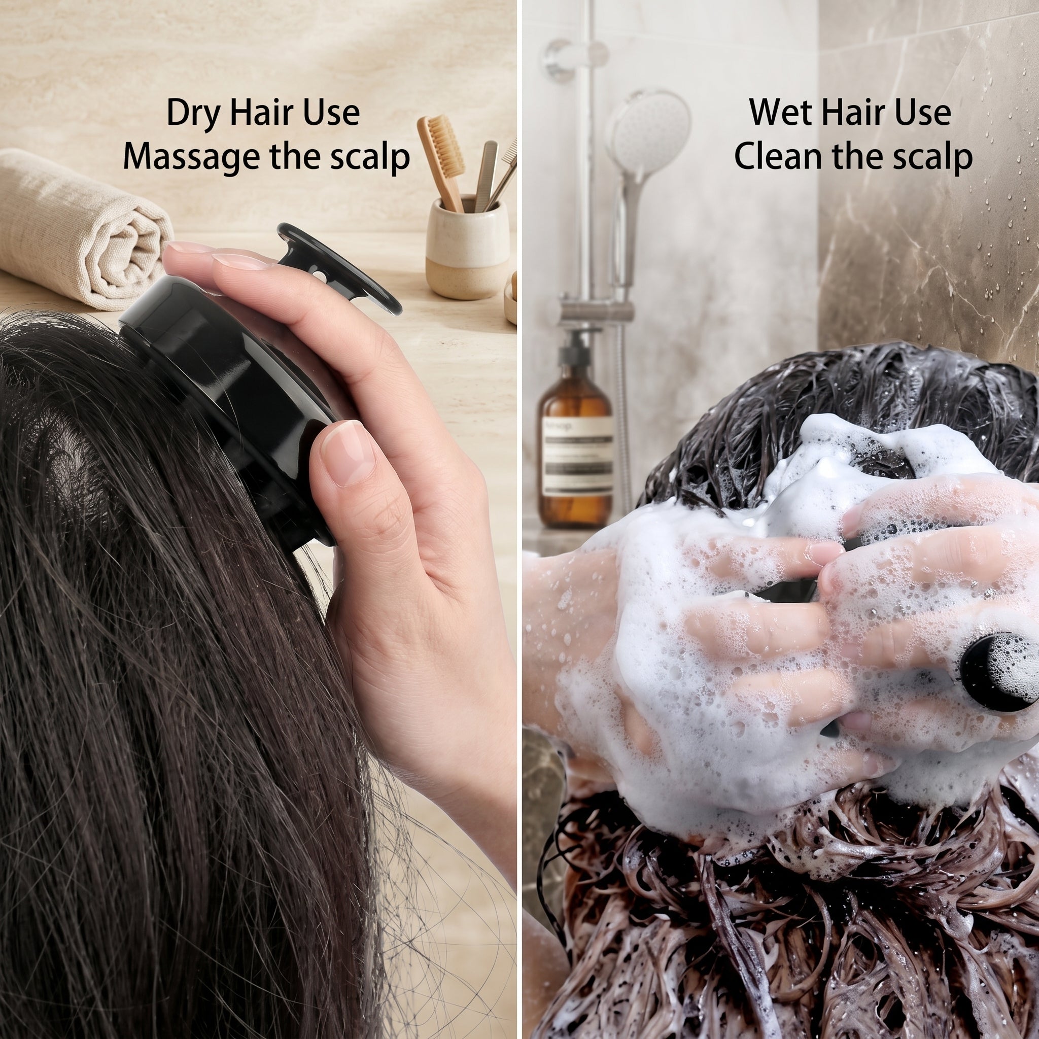 Silicone Shampoo Scalp Massager Handheld Shower Hair Scrubber Cleansing Brush with Soft Bristles