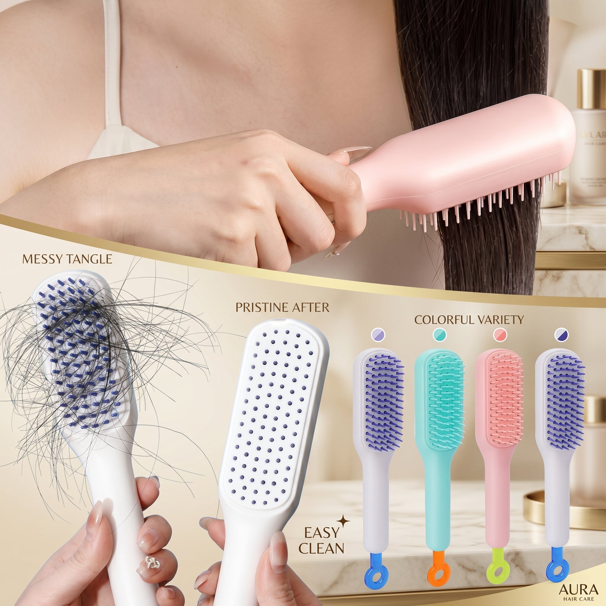Self Cleaning Hair Brush, Anti-Static Hair Comb Magic Hair Brush, Anti Static Comb