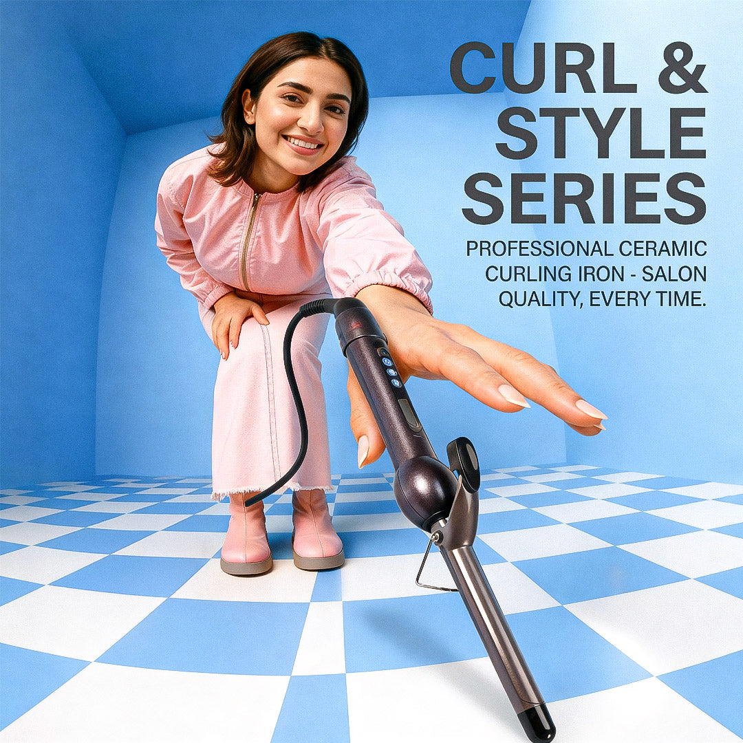 Professional Curling Iron for Shiny Frizz-Free Curls & Waves