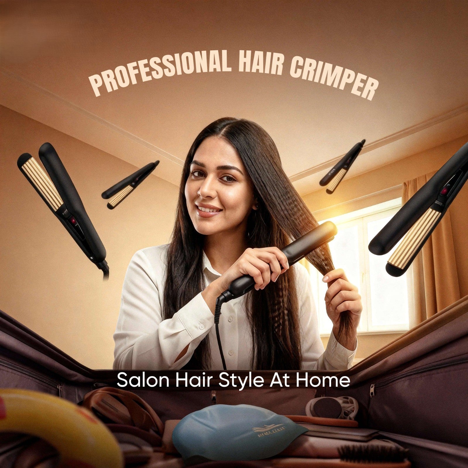 Professional Hair Crimper – Tourmaline Ceramic Plates