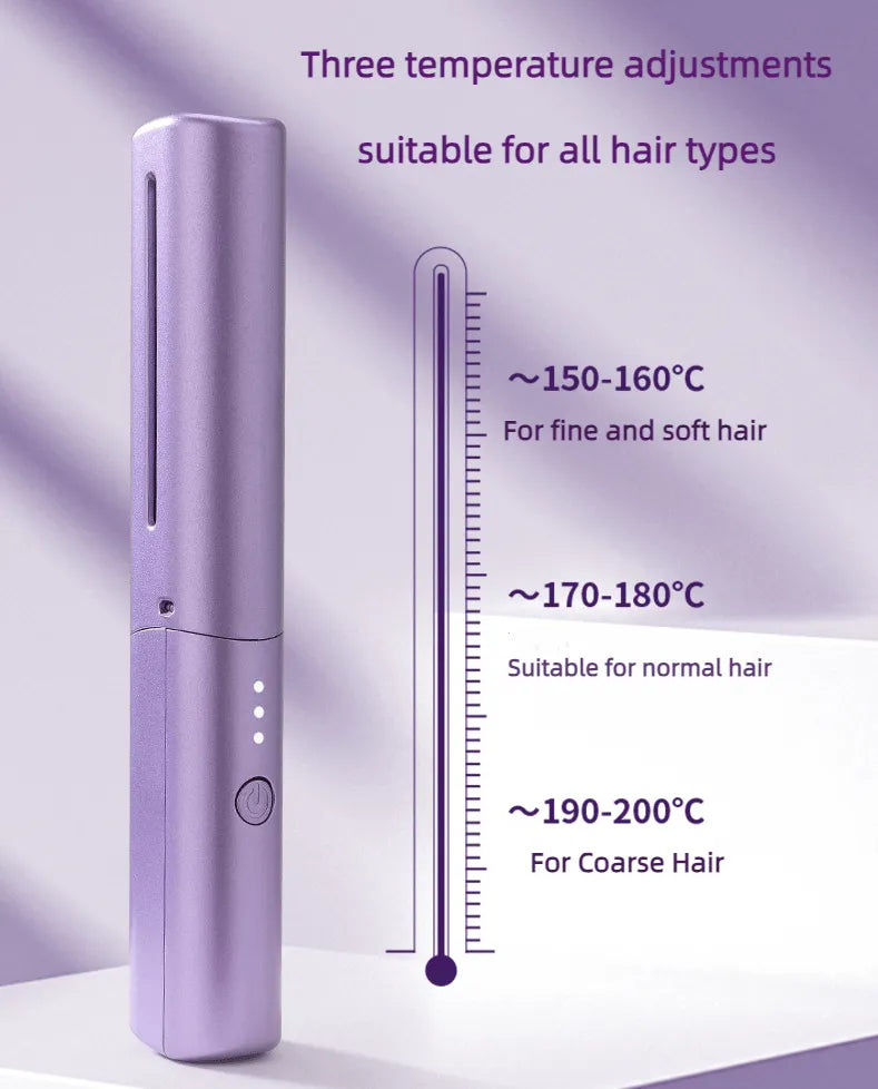 Cordless/Wireless Rechargeable Travel Comb Hair Straightener