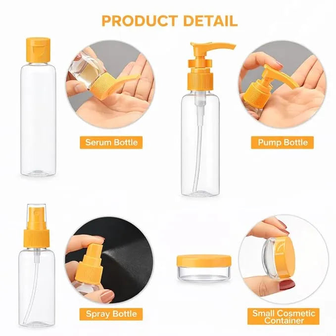 Travel Bottles Set with Zipper Bag | Leak-Proof Refillable Toiletry Kit