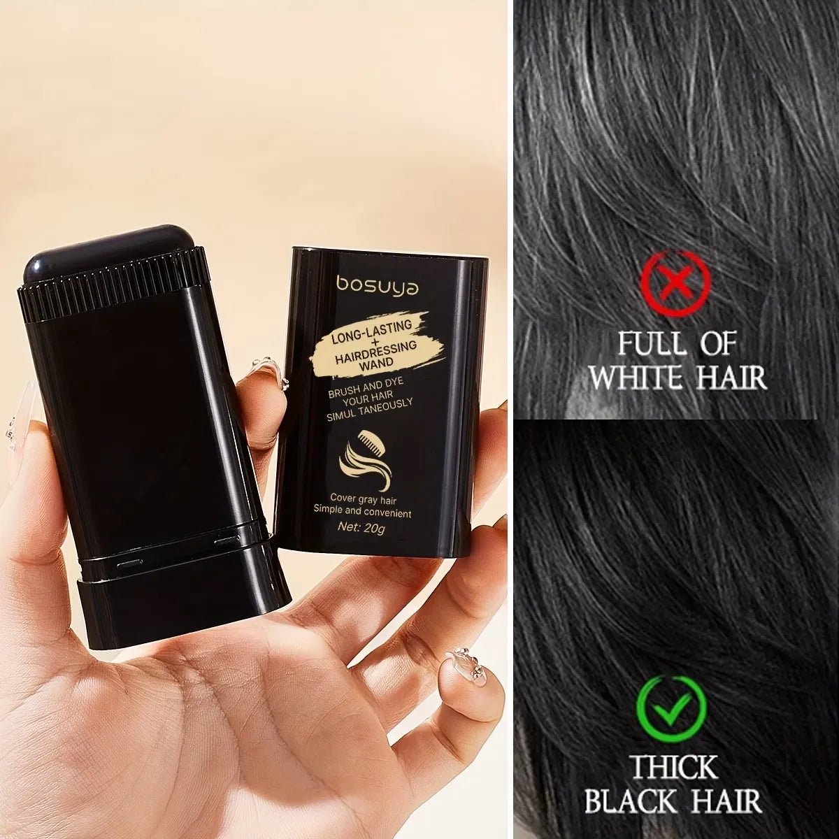Hair Color Touch-Up Stick – Instant Gray Root Concealer Wand for Women & Men