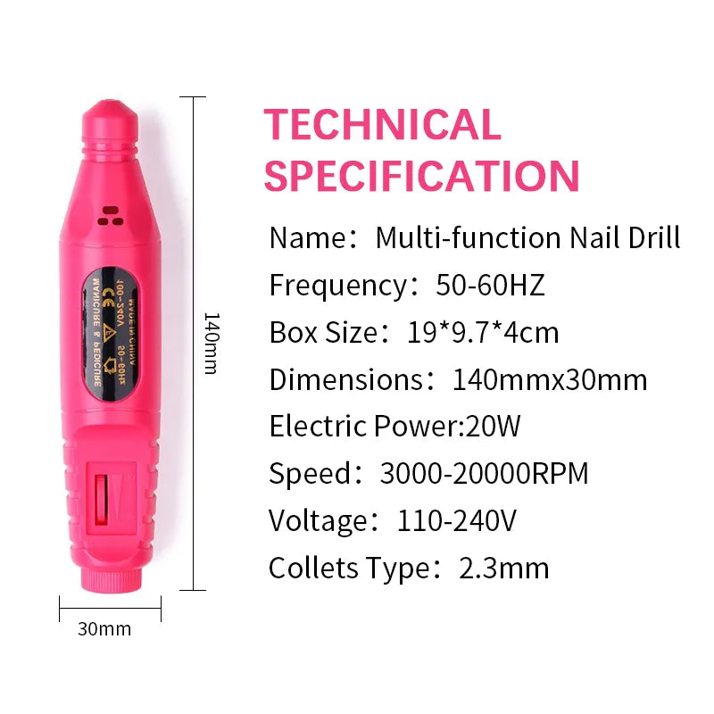 Mini Electric Nail Drill, Nail Kit, Polish Manicure Machine , Artists tools