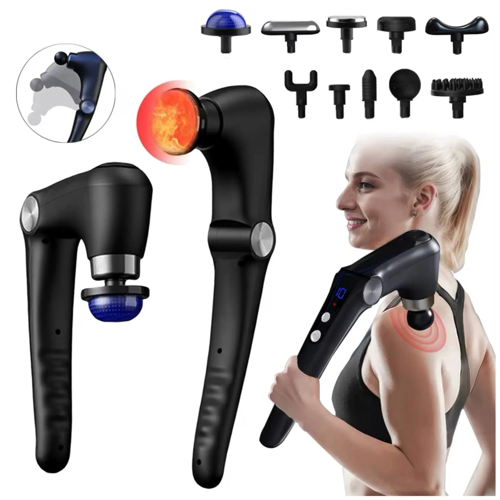 10-in-1 Foldable Heat & Cold Therapy Massager Deep Tissue Body Massage Gun