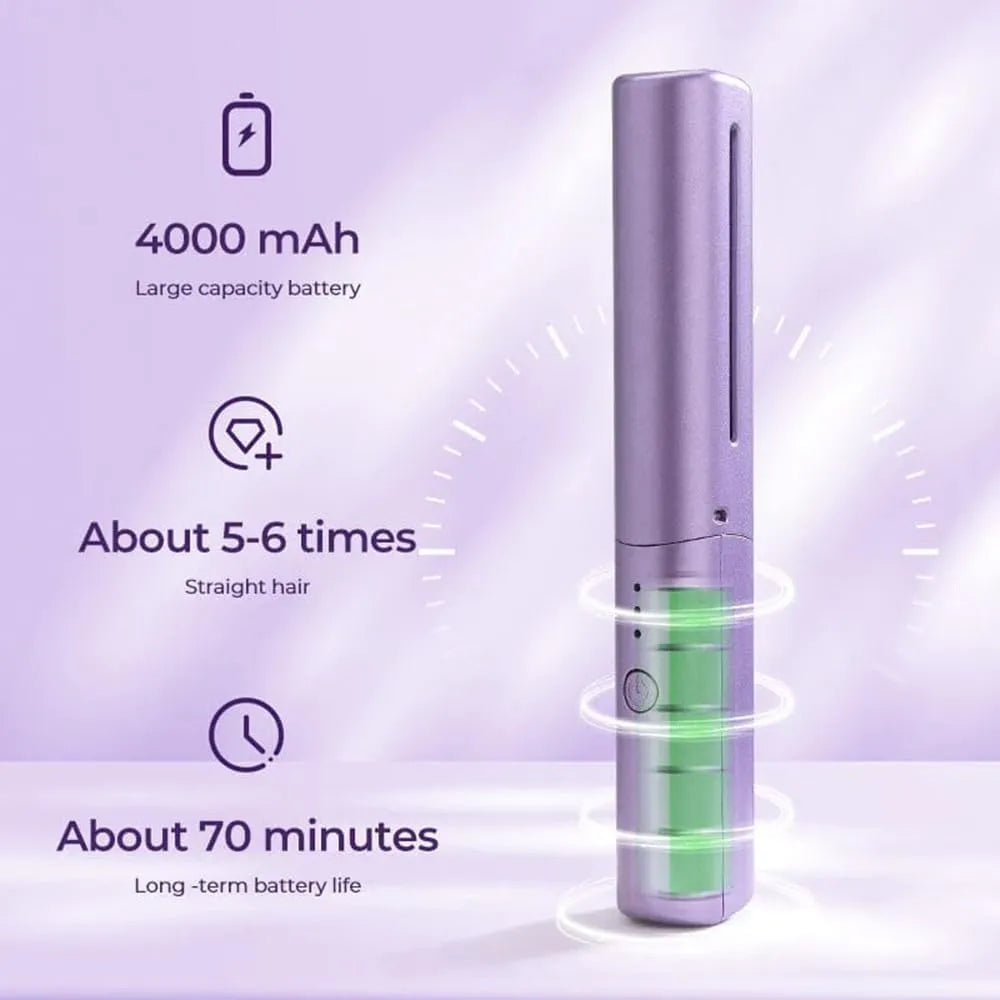 Cordless/Wireless Rechargeable Travel Comb Hair Straightener