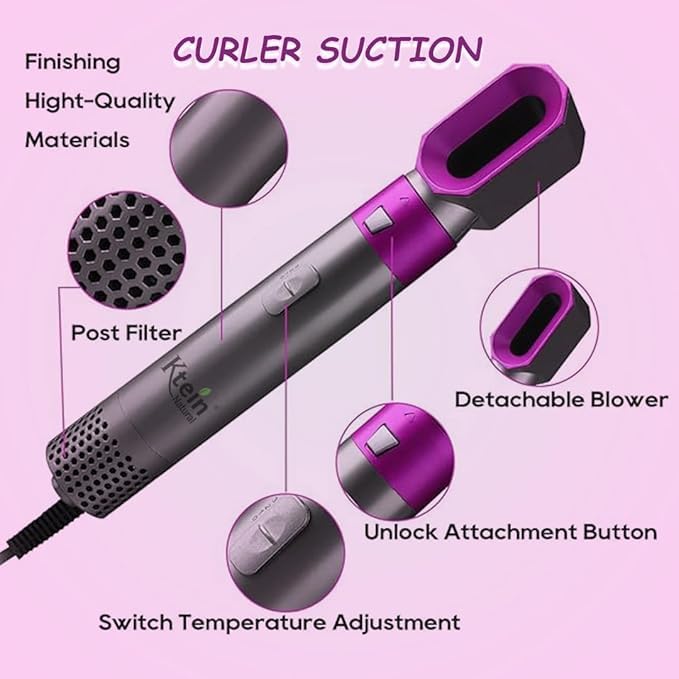 5 in 1 Hair Dryer & Styling Tool – Hot Air Brush, Curler & Straightener