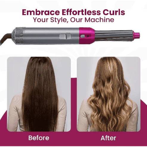 5 in 1 Hair Dryer & Styling Tool – Hot Air Brush, Curler & Straightener