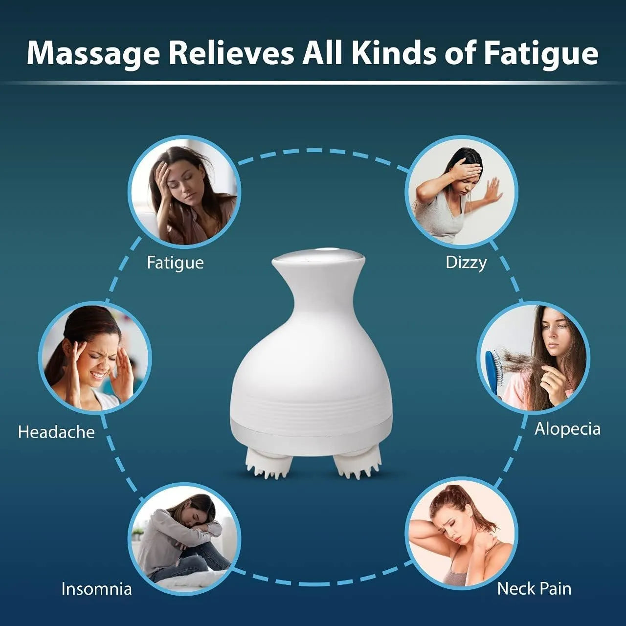 Electric Scalp Massager With 4 Tissue Kneading Nodes Handheld Electric head Massager for Stress Relief, Hair Growth