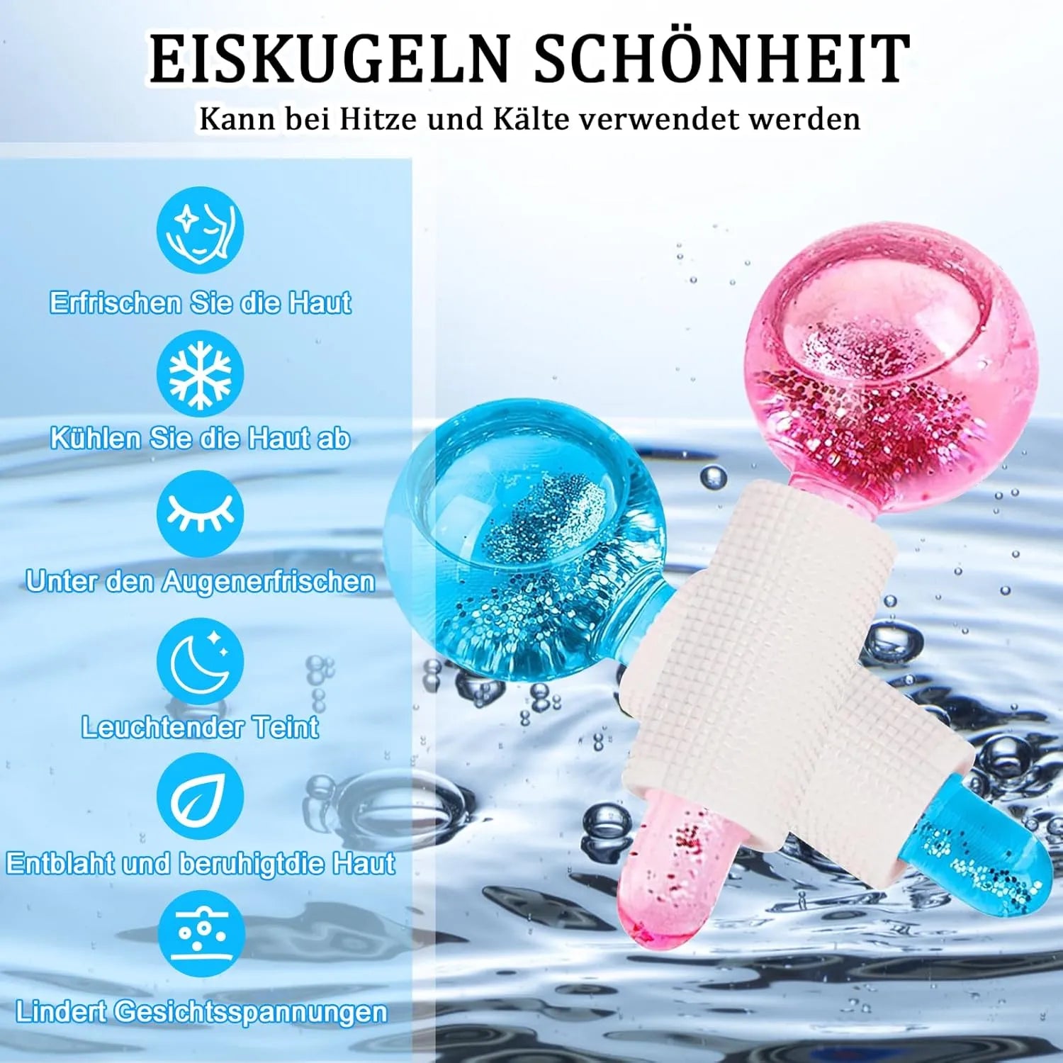 Beauty Crystal Ball Facial Cooling Ice Globes Water Wave For Face and Eye massage