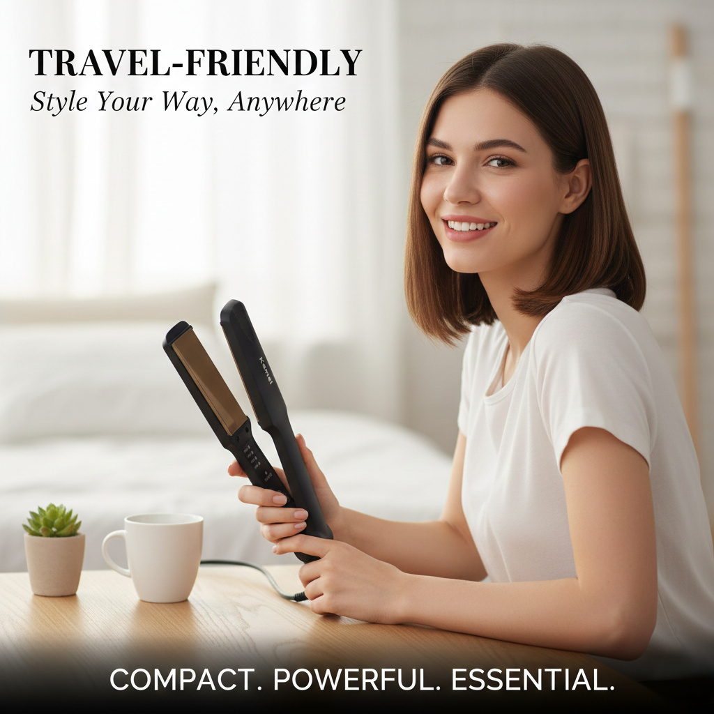 Hair Straightener – Ceramic Plates, Fast Heat-Up & Adjustable Temperature