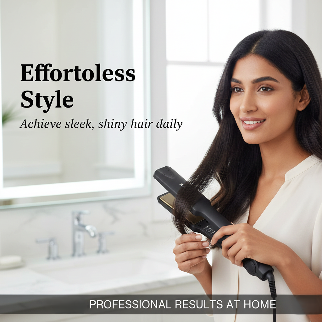 Hair Straightener – Ceramic Plates, Fast Heat-Up & Adjustable Temperature