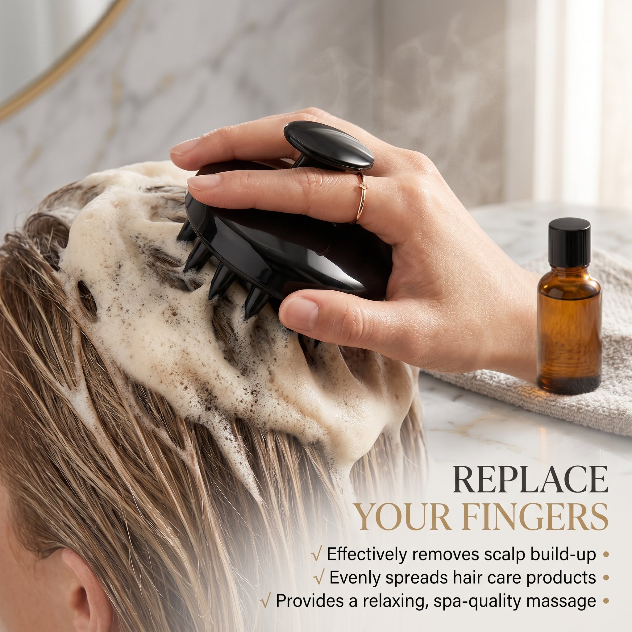 Silicone Shampoo Scalp Massager Handheld Shower Hair Scrubber Cleansing Brush with Soft Bristles