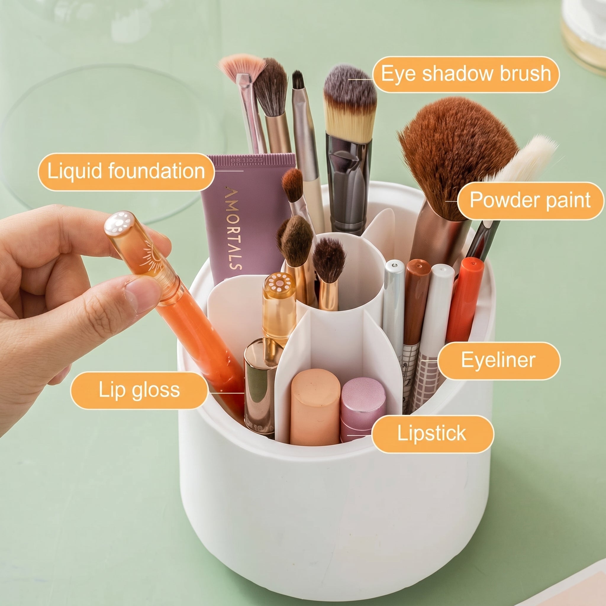 ROTATING COSMETIC BRUSH ORGANIZER