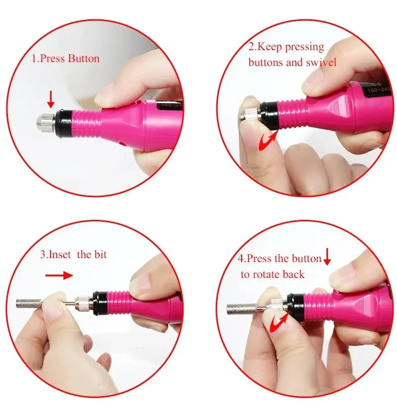 Mini Electric Nail Drill, Nail Kit, Polish Manicure Machine , Artists tools