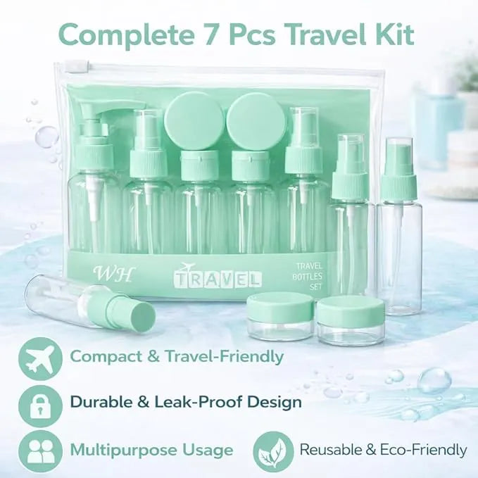 Travel Bottles Set with Zipper Bag | Leak-Proof Refillable Toiletry Kit