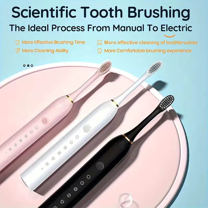 Electric Toothbrush with 4 Brushes Head