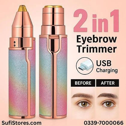 2-in-1 Rechargeable Facial Hair Remover & Eyebrow Trimmer for Women