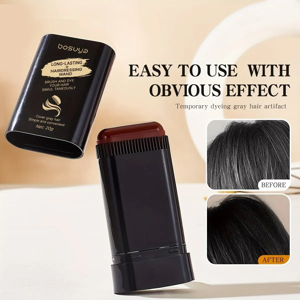 Hair Color Touch-Up Stick – Instant Gray Root Concealer Wand for Women & Men