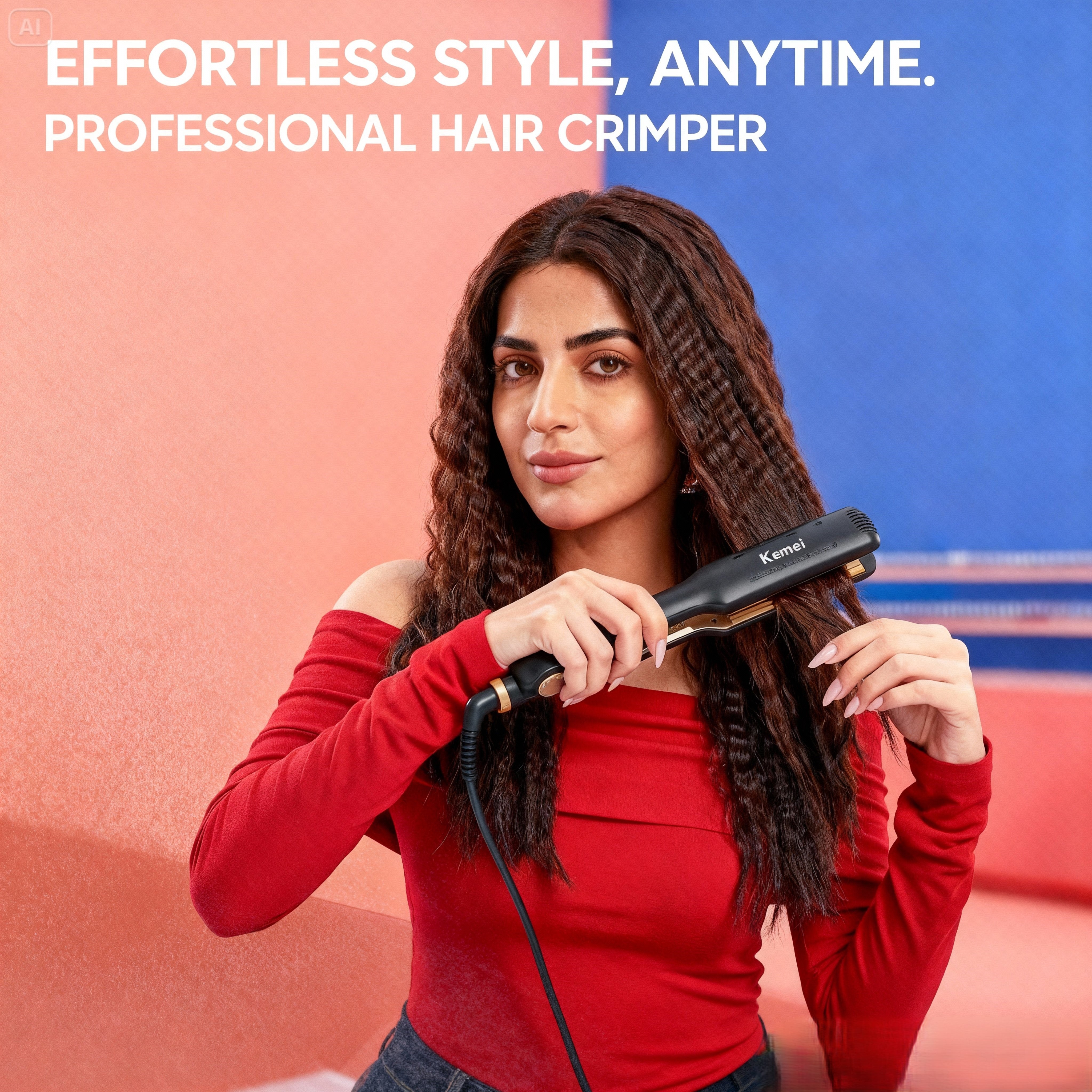 Professional Hair Crimper – Tourmaline Ceramic Plates