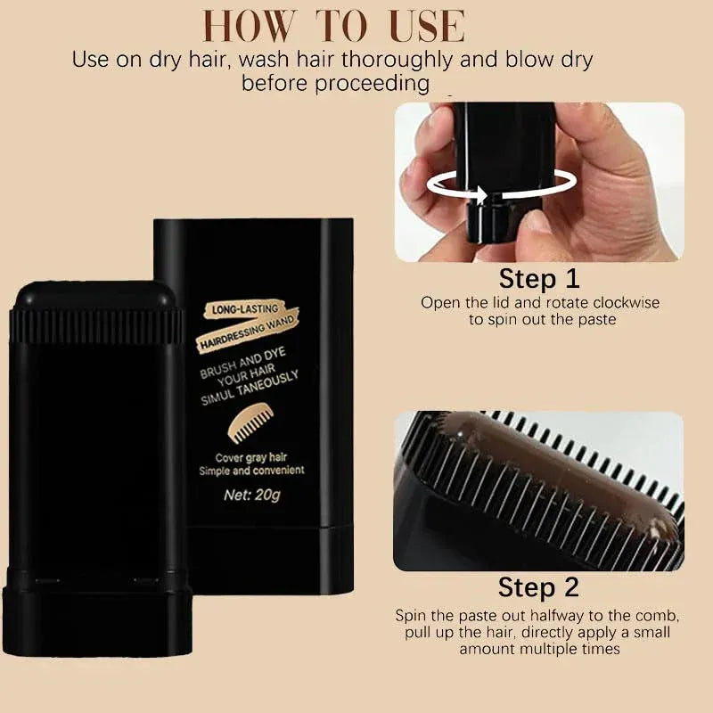 Hair Color Touch-Up Stick – Instant Gray Root Concealer Wand for Women & Men