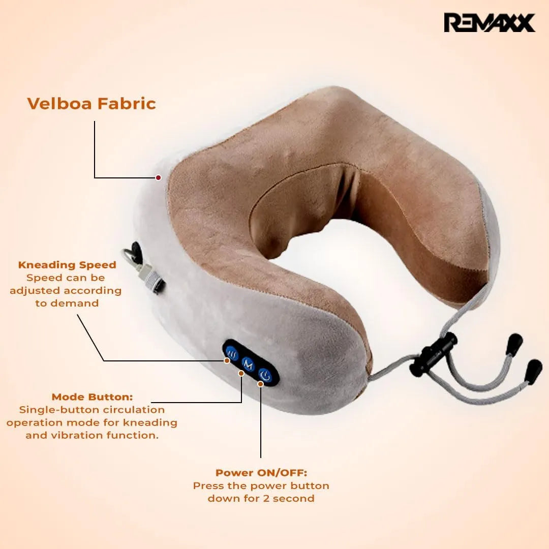 Portable Rechargeable U-Shaped Neck Massage Pillow Massager for Car, Travel & Office