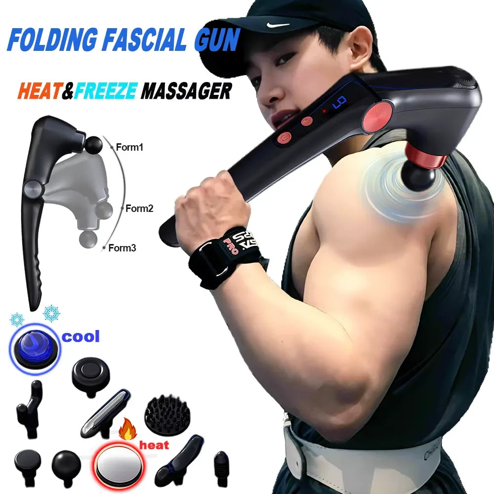 10-in-1 Foldable Heat & Cold Therapy Massager Deep Tissue Body Massage Gun