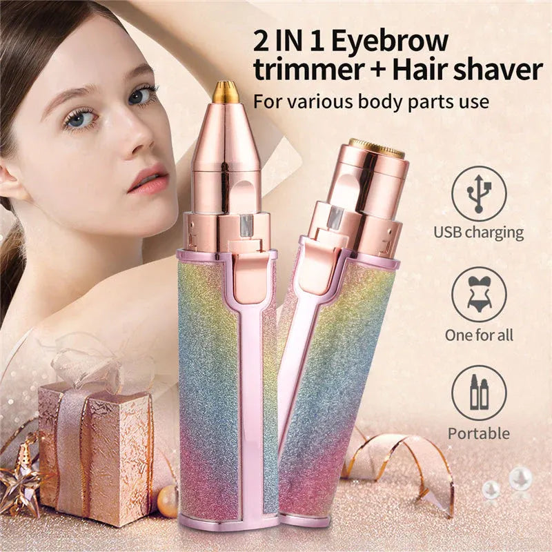 2-in-1 Rechargeable Facial Hair Remover & Eyebrow Trimmer for Women